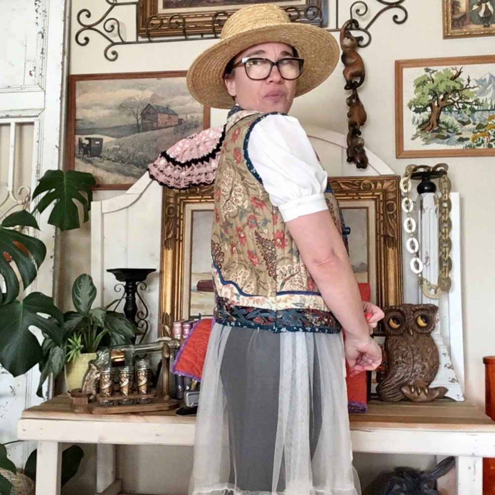 Vintage Handmade Quilted Boho Festival Patchwork Vest - Picture 2 of 7